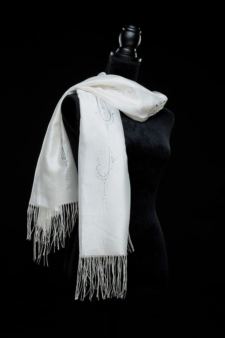 Gülsüm Täschchen Weiss mit Seidenschal Inna Silber - FairSilk